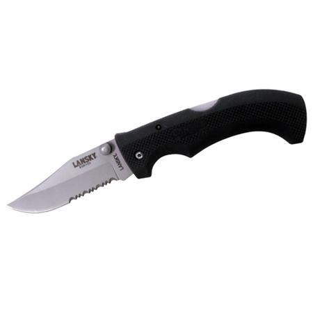 LANSKY SHARPENERS Easy Grip 3.75" Clip Point Serrated Folding Knife LKN030